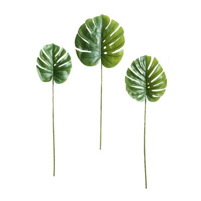 China Single Touch Real Silk Flower Plastic Leaf For Artificial Plant Interior Decoration for sale