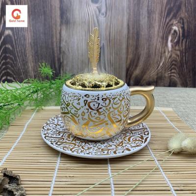 China 2020 Wholesale Middle Eastern Arabic Censer Cup Shape Simple Ceramic Censer For Office And Home for sale