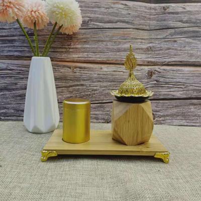 China Arabic Wooden Bamboo Censer Set Middle East Bakhoor Bukhoor Mubkhar Oud Censer Middle East Incense Holder for sale