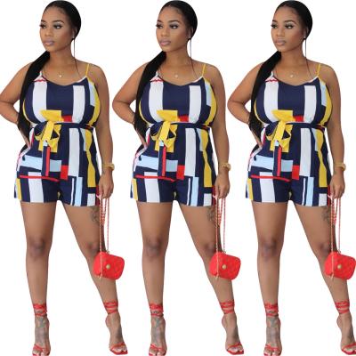 China New QUICK DRY Plus Size Women's Geometric Print Sling Overalls Accept Customized Logo for sale