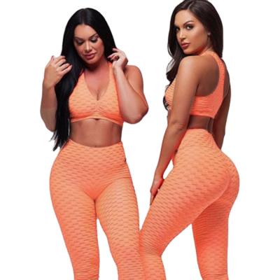 China Antibacterial Wholesale High Waist Yoga Gym Leggings Set Custom Sports Leggings For Fitness Women Set for sale