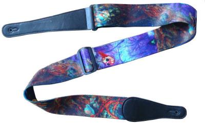 China Hot sales cheap custom 2inch width polyester brown Sublimation Guitar Strap with Leather End  classical ukulele straps for sale