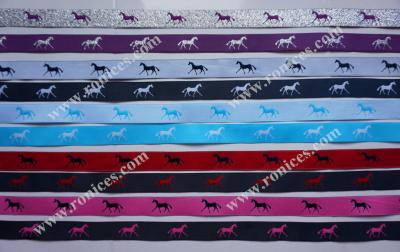 China 16mm polyester metallic motif horse ribbon woven ribbon plain ribbon for sale