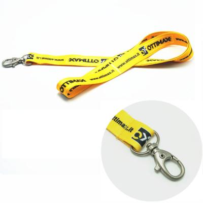 China Simple fashion sublimation cheap printed logo DIY Yellow lanyard with dog metal hook for sale