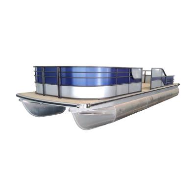 China 7m Party / Fishing 23ft Recreation Pontoon Boat Family Entertainment Aluminum Box With Motor for sale