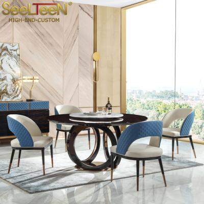 China Modern Italian Villa Dining Room Designer Round Marble Top Home Dining Table for sale