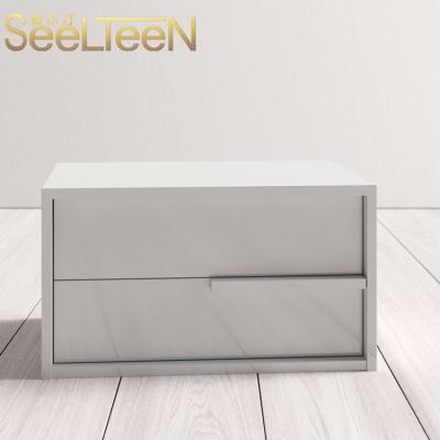 China Adjustable White Modern Elegant Bedroom Bedside Table Two Drawer Unique Night Stands (Height) for sale