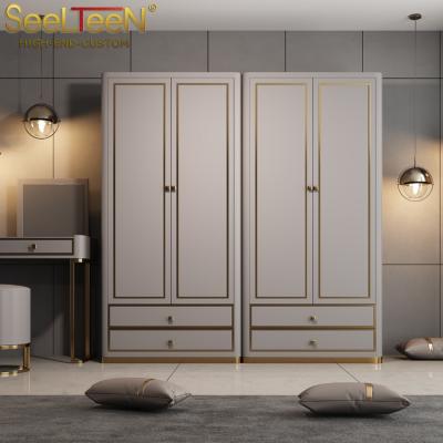 China Modern Europe style morden pink melamine wood MDF wardrobe for sale