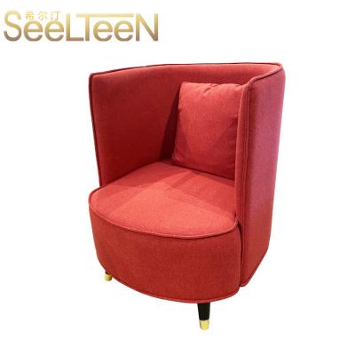 China Contemporary Classic Living Bedroom Design Leisure Red Fabric Armchair for sale