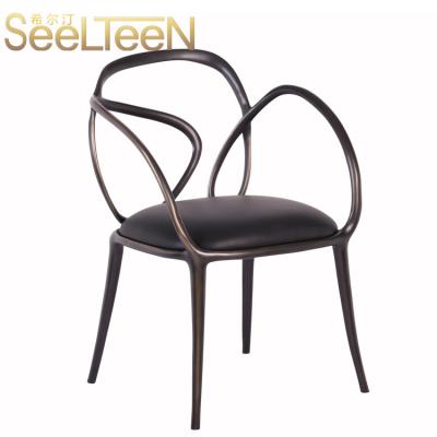 China Modern Elegant Royal Black Brass Mountain Dining Chair / Tree Shape Back for sale