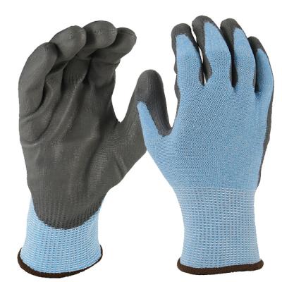 China Blue OEM ODM PU Anti Slip Diving Safety Hand Gloves Anti Cut For Gardening Nylon Gloves for sale