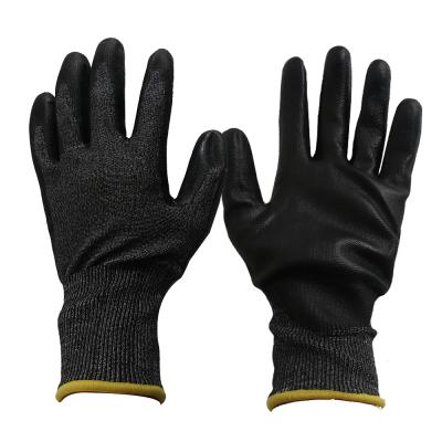 China Custom Anti Cut Logo Industrial Work Safety Gloves PU Coated 18g Cut Resistant Work Gloves for sale