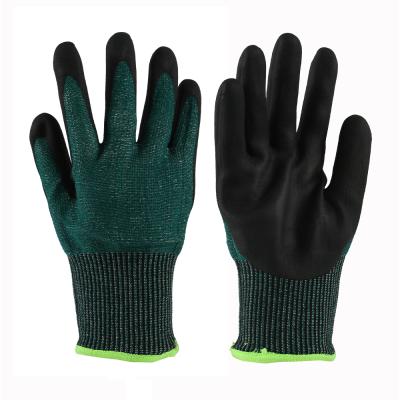 China Highest Cut Resistant Nitrile Working Gloves With CE Nylon Knitted Cut Resistant Safety Gloves ANSI A9 Hand Gloves for sale