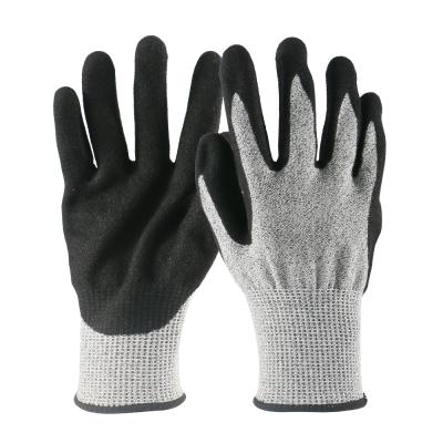 China Heavy Duty Black Nitrile Custom Logo Cut Highs Industrial Safety Work Gloves Cut Resistant Hand Gloves For Construction Work for sale