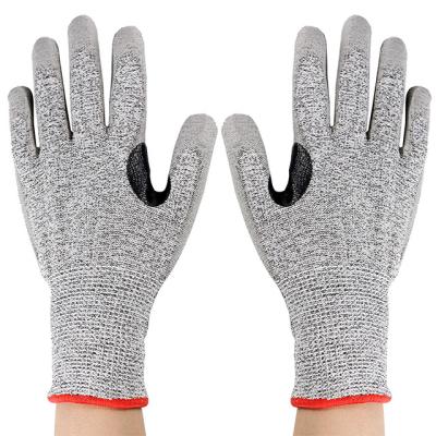 China Assembly HPPE PU Coated Safety Gloves Reinforced Safety Gloves Level 5 Cut-Resistant for sale