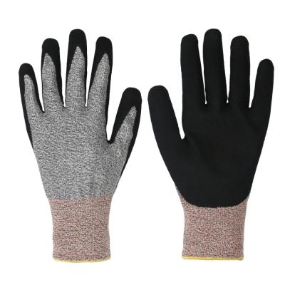 China Custom 15g Sandy Nitrile Coated Touch Screen Industrial Work Gloves Cut Out Heavy Duty Electrical Safety Work Gloves for sale