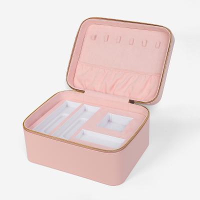 China NATIONAL Fashionable Large Lightweight Custom Portable Storage Boxes Ladies Qrganizer Cosmetic Pink Zipper Skin Care Packaging Box for sale