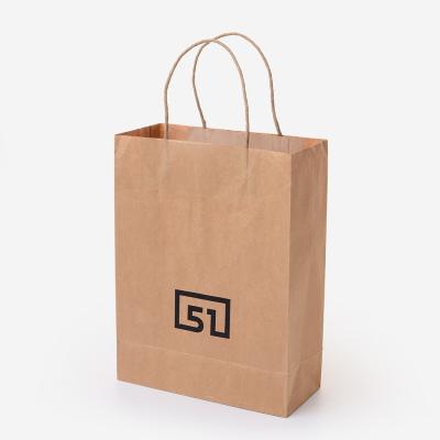 China Recyclable Flat Handle Customized Design Shopping Gift Printed Kraft Paper Bag for sale