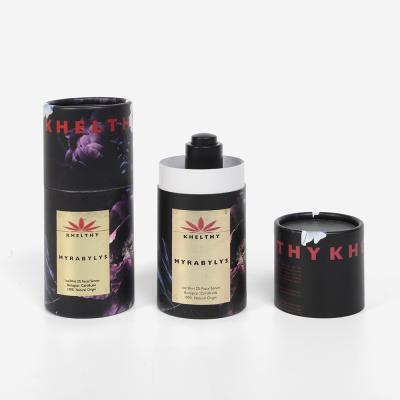 China Recyclable Custom Biodegradable Paper Tube Round Black Beauty Cardboard Candle Perfume Round Cylinder Skin Care Cosmetic Packaging Box for sale