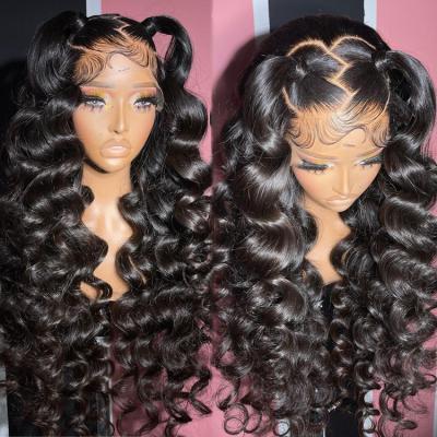 China Body Wave Wholesale 13X4 100%  virgin loose deep  wave preplucked bleached  remy hair hd full lace closure human wig for sale