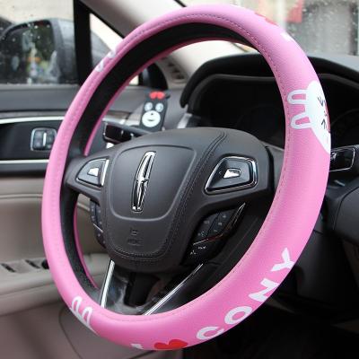 China Brief & Simple Design Car Cartoon Color Steering Wheel Cover With Cute Animal Pattern For Men Durable Universal for sale