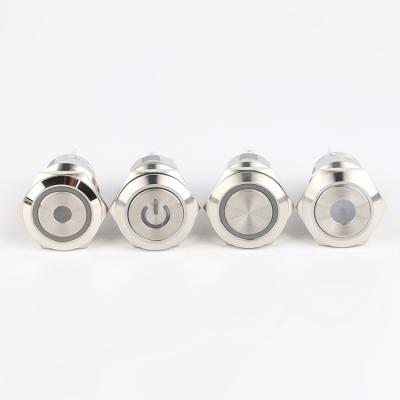 China HS19F-11/E/J Push Button Switch 8mm 10mm 12mm 16mm 19mm 22mm 25mm 28mm Waterproof Momentary 30mm Light Buttons Switches Flat/High Head for sale