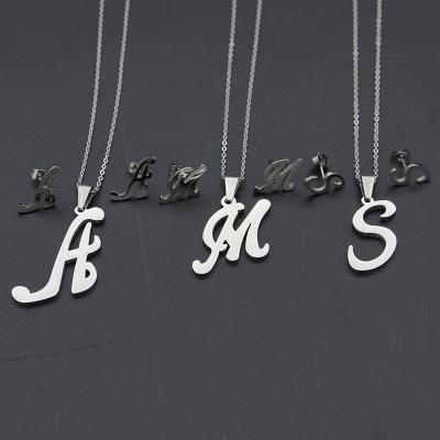 China High Quality Stainless Steel Morning Time S Fashion Simple Silver Bias Letters High Quality Jewelry Set For Women for sale