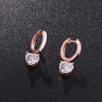 China High Quality Fashion Simple And Sweet Korean Love Pink Zircon Girl Dangle Earrings Commuter For Girls for sale