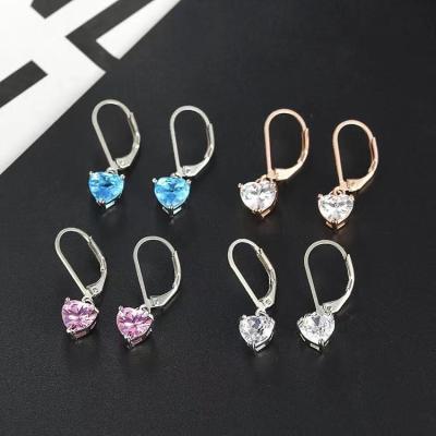 China High Quality Professional Design Customized Diamond Copper Inlaid Zircon Small Simple Circle Love Dangle Earrings For Woman Girl for sale