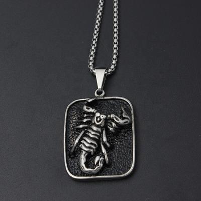 China 2021 high quality wholesale punk fresh animal scorpion personality fashions square pendant necklace for sale