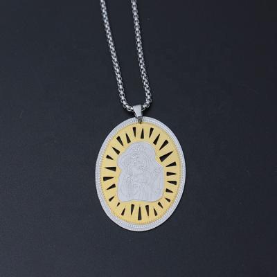 China New High Quality Popular Designed Virgin Mary Gold Irregular Round Medal Cutout Pendant Necklace for sale