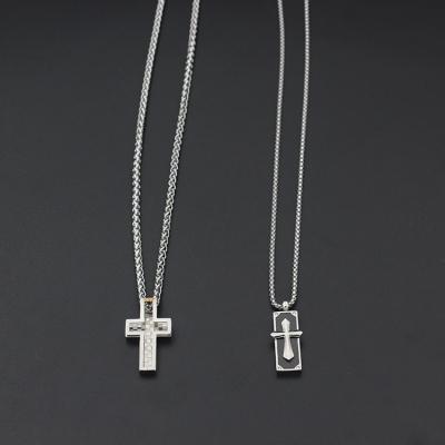 China Wholesale High Quality Personality Men Fashion Simple Silver Stainless Steel Cross Pendant Necklace for sale