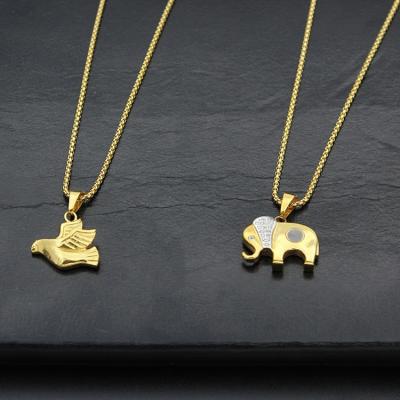 China Various Style High Quality New Arrival Charms Inlaid Zircon Gold Dove Elephant Animal Pendant Necklace for sale