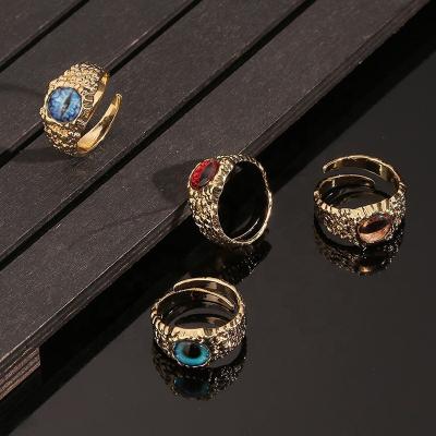 China 2021 hyperbole fashion hand rings jewelry trend demon simple eye Ring Opening Adjustable Eye Ring the retro for sale