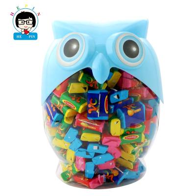 China Natural Wholesale Custom Fruity Flavor Bubble Gum With Tattoo Owl Shaped Vc Bubble Gum For Kids for sale