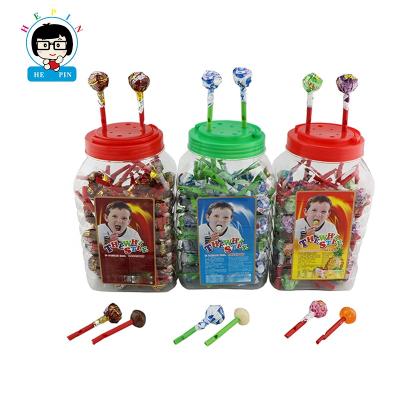 China Wholesale Natural In Bottle Jar Chocolate Milk Flavor Fruity Lollipop With Pizzle Hard Candy Lollipop for sale