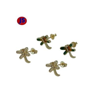 China Trendy Moroccan Earrings Dragonfly Stud Earrings Fashion Plating 14K Color Butterfly Earrings for sale