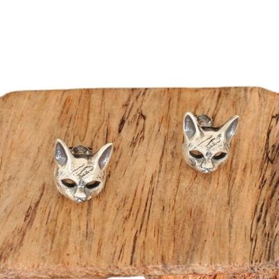 China Hiphop 2021 Lion Earrings Sterling Silver Earrings Fashion S925 Sterling Silver Vintage Leopard Head Earrings for sale