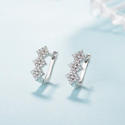 China Platinum Inlaid S925 Zircon Earrings Ethnic Silver Plated Simple Geometric Earbuckle Stud Earrings for sale