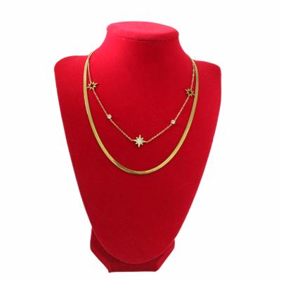 China Gold Punk Multilayer Star Women's Pendant Necklace Layered Chains Necklaces Stainless Steel Meter for sale