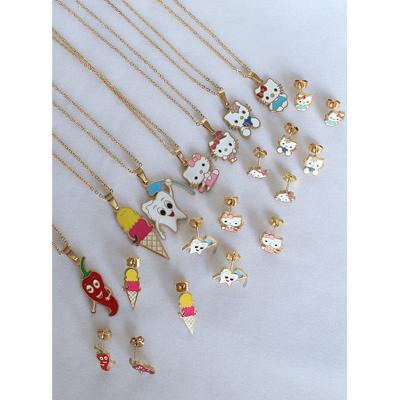 China Beautiful Hiphop Necklace Pendant Necklace Stainless Steel Necklace Set Gold Plated Chain for sale