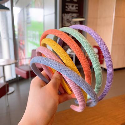 China Kids Candy Color Hair Band Soft Korean Sponge Headband Snap Non-slip Stylish Headband For Girl for sale