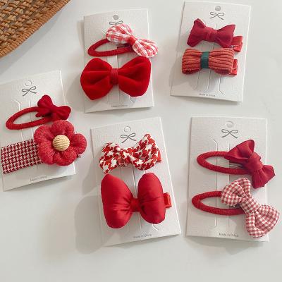 China Hair Clip Kids Girl Hair Accessories Flower Bow Red Hair Clip Set Girls Hair Clips Hairpins Lovely Kids Gift for sale