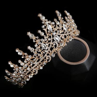 China Tiara Crown Wedding Hair Accessories Bridal Baroque Crystal Gold Bling Headbands Wedding Korean Headdress Hair Accessories New for sale