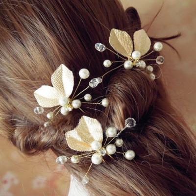 China Crystal Hair Pins Bridesmaid Bridal Hair Accessories Silver Pearl Women Handmade Wedding Flower Hair Clip Elegant Bridal Accessories for sale