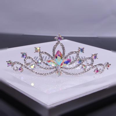 China Korean hair accessories fashion children crown headdress rhinestone hair comb crown bride colorful headdress for sale