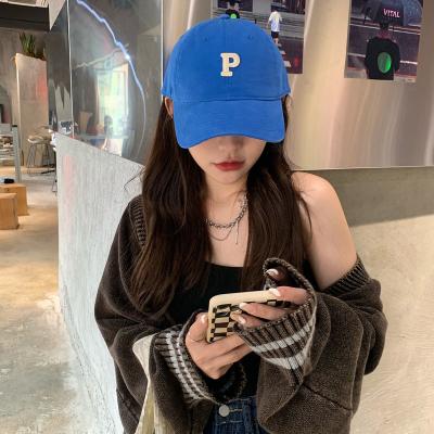 China breathable & Fashion waterproof Korean women letter P embroidered cotton sports cover adjustable back buckle unisex baseball cap for sale