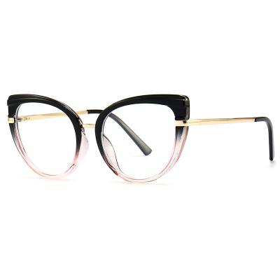 China For Blue Light New Anti Reading Glasses 2022 Retro Cat Eye Blue Light Metal Blocking Eyesight Women TR90 Ladies Glasses for sale