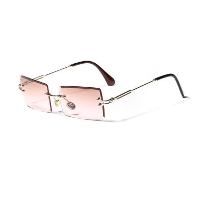 China For Reading Glasses 2022 Manufacturers Wholesale Designer Square Rimless Sun Shading Glasses Metal Men Women Sunglasses for sale