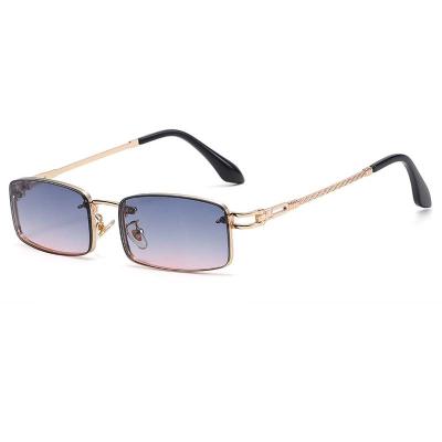 China For Hot Fashion Gradient Color Metal Ocean Ladies Personality Sunglasses Women Frameless Square Sunglasses Reading Glass New 2022 for sale